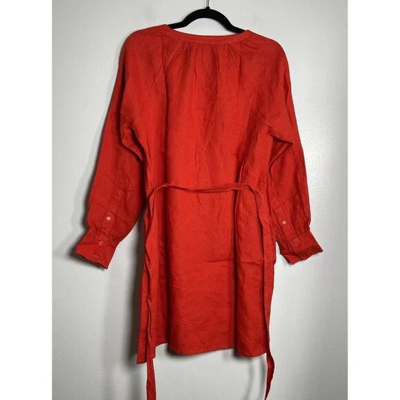 J.CREW Cabana Mini Dress in Linen Size Small Red NEW Beach Preppy Casual CI922 - Picture 10 of 16